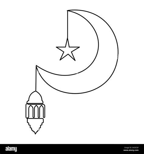 Ramadan Kareem continuous one line art drawing of Eid Mubarak Islamic decoration design outline ...