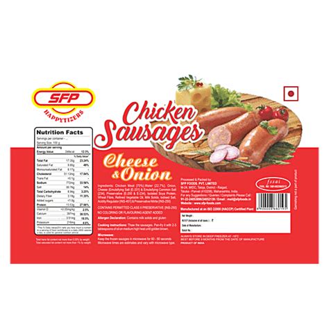 Buy SFP Chicken Sausages - Cheese & Onion Online at Best Price of Rs ...