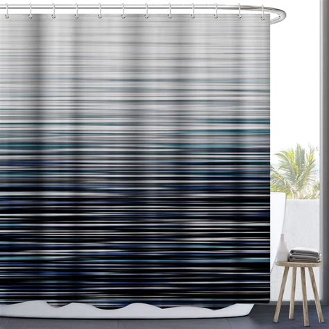 Amazon.com: EVRCVAR Abstract Art Blue Shower Curtain Navy Blue and ...