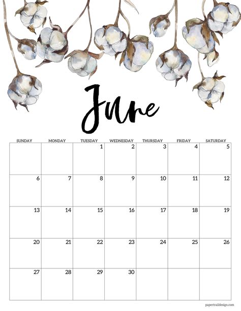 Free Printable June Calendar - Printable Board Games