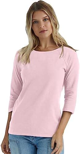 Hanes Women's Stretch Cotton Raglan Sleeve Tee, Paleo Pink, Large ...