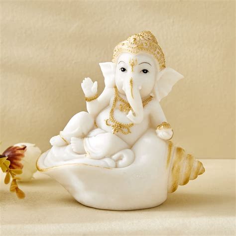 Buy Dhayana Mira Polyresin Ganesha on Shell Figurine from Home Centre ...