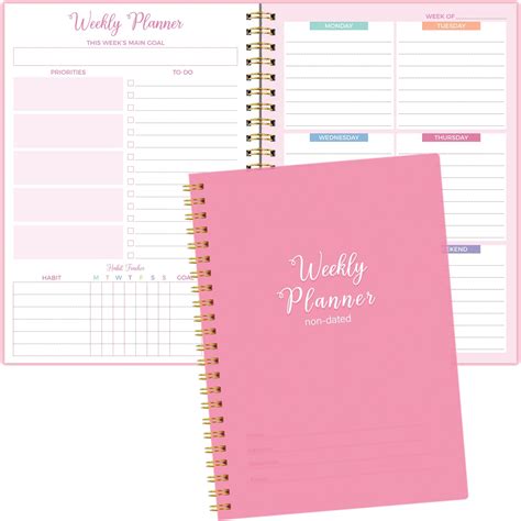 Weekly Planner Undated A5 Diary To Do List Notebook With Habit Tracker ...