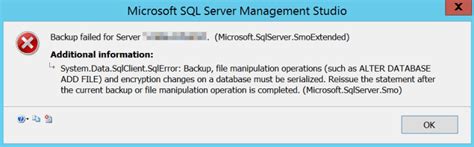 SQL Error Backup File Manipulation Operations Must Be Serialized 的图像结果