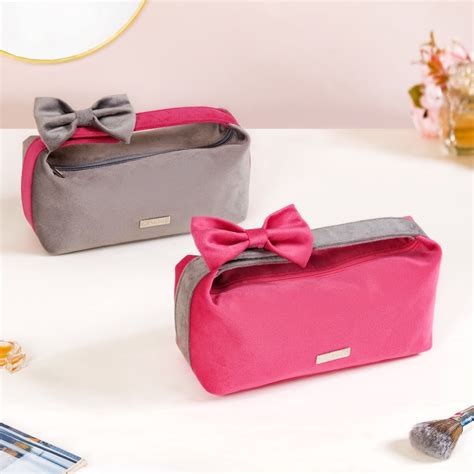 Velvet Makeup Organizer With Bow Handle Set Of 2 Online - Premium ...