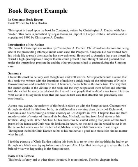 Image result for Example of Book Report Sample