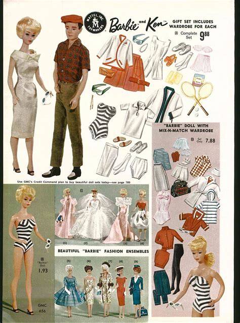 1962 ADVERTISEMENT 2 Page Mattel Barbie Ken Fashion Dolls Wardrobe ...