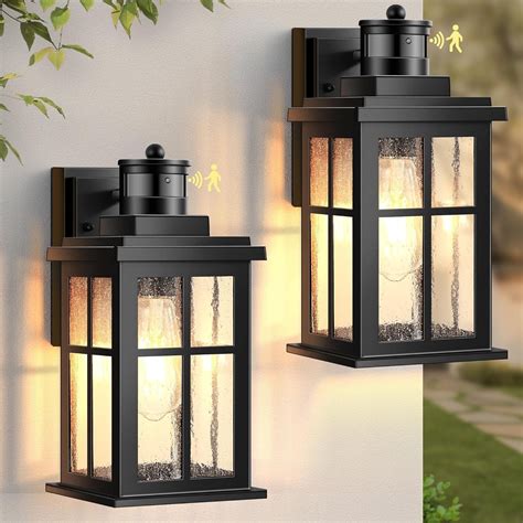 VIANIS Motion Sensor Porch Lights Outdoor, 2 Pack Black Exterior ...