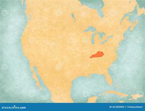 Map of United States of America - Kentucky Stock Illustration - Illustration of mainland, states ...
