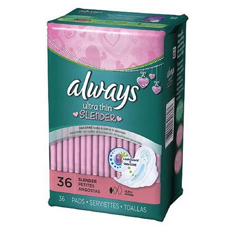 Always Slender Ultra Thin Maxi Pads With Flexi-Wings - 36 Pads, 6 Ea ...