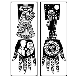 amazinghub Indian Traditional Wall Art, Black Metal Henna Design, Hand ...