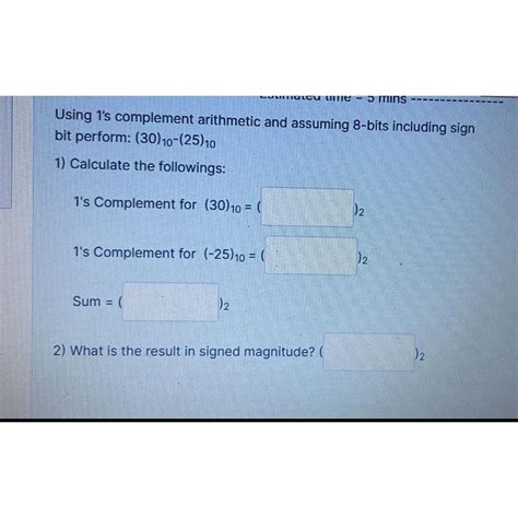 Image result for 1s Complement Problems Using 2 Decimal Number
