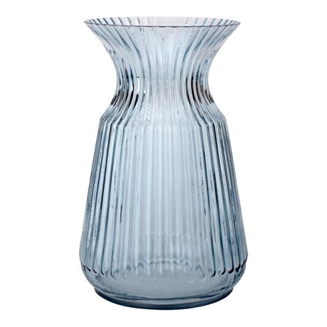 Grace Mitchell Blue Ribbed Glass Vase, 11"