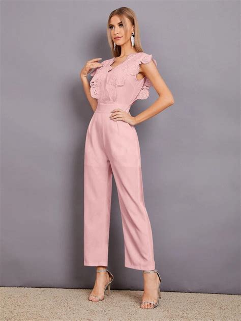 SHEIN Mulvari Contrast Lace Scallop Trim Jumpsuit for Sale Australia ...