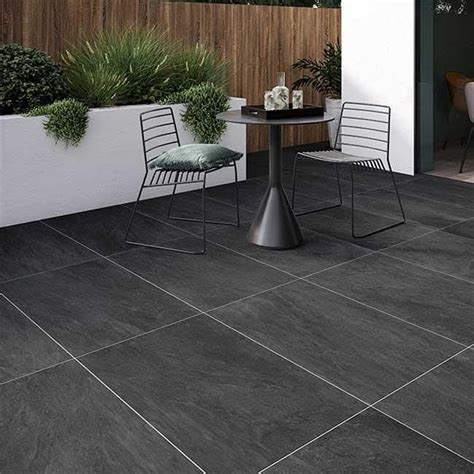 90x60 Stiled Slate Rock Black Matt 20mm Outdoor Porcelain Tile - Tile ...