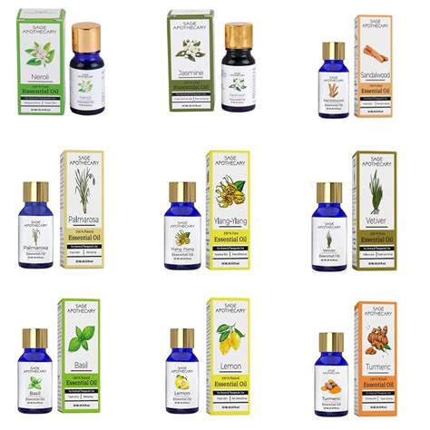 Sage Apothecary 100% Pure Essential Oils Neroli, Jasmine, Sandalwood ...