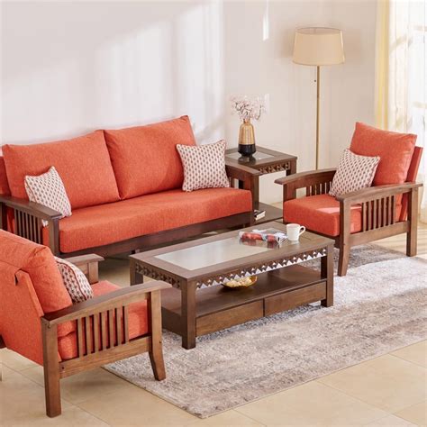 Buy Abby Fabric 3+1+1 Seater Sofa Set - Orange from Home Centre at just ...