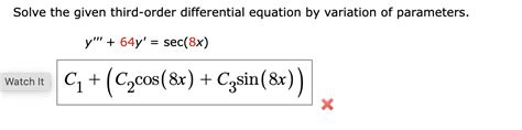Image result for Variation of Parameters 3rd Order