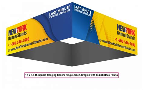 12 x 3.5 ft. Square Hanging Banner - Black Back | New York Banner Stands