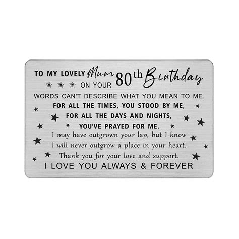 DEGASKEN Mum 80th Birthday Card - Lovely Birthday Gifts for 80 Year Old ...