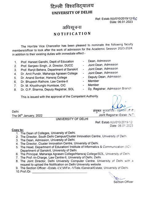 Guidelines and Notifications - Delhi University