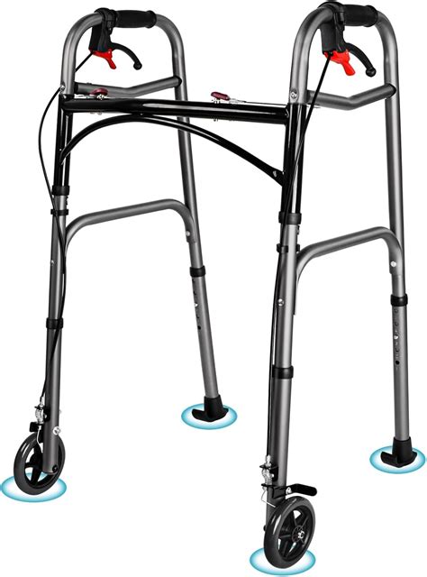 Folding Rolling Walker with Brakes, Walker for Seniors Foldable, Lightweight Front Wheel Walker ...