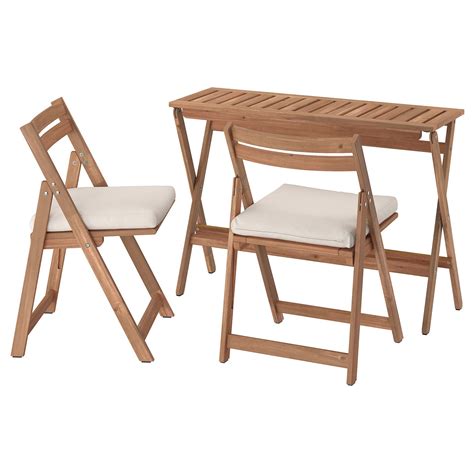 NÄMMARÖ table and 2 folding chairs, outdoor, foldable light brown ...