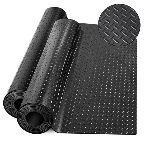 Diamond-Plate Rubber Flooring Rolls, 21FT *16IN Garage Floor Mat, PVC ...