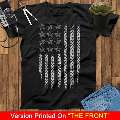 Designed American Flag By Fish Scales Pattern For Happy 4th of July Mermaid T-Shirt, Little ...