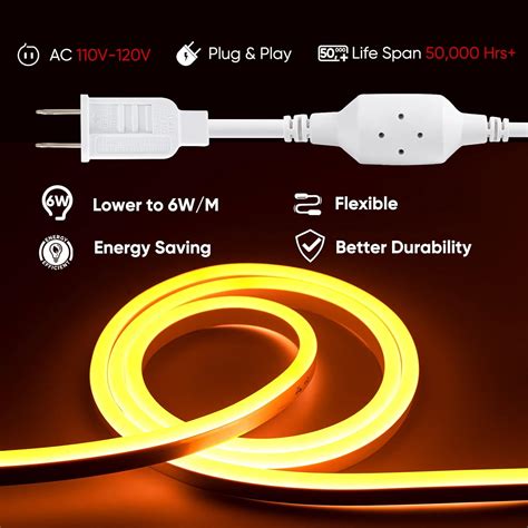 Buy Shine Decor LED Neon Rope Lights Golden Yellow 82FT/25M, ETL-Listed ...