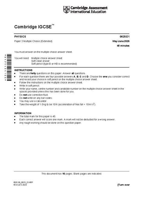 0625 s20 qp 21 - practise question for igsce paper - This document has ...