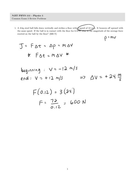 CE3 review problems Presentation final - NJIT PHYS 111 - Physics 1 ...