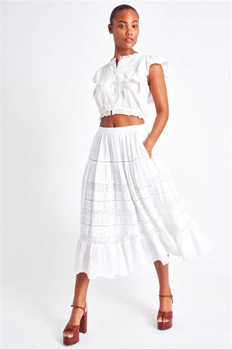 Donna White Midi Skirt - Womens Skirts | LoveShackFancy.com