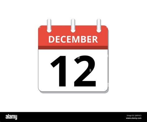 December, 12th calendar icon vector, concept of schedule, business and ...