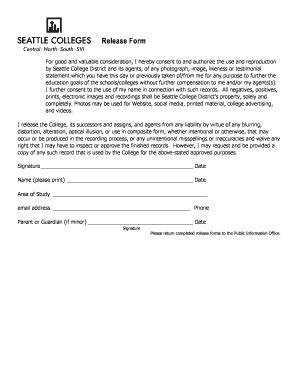 Fillable Online southseattle Release Form - South Seattle Community ...
