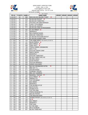 Fillable Online SCRATCHERS INVENTORY FORM TICKETSMOLOTTERYCOM 866665 ...