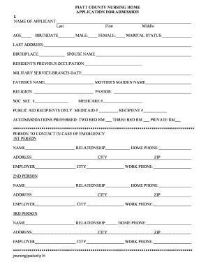 Fillable Online piattcountynursinghome PIATT COUNTY NURSING HOME ...