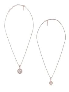 ZAVERI PEARLS Set of 2 Rose Gold Contemporary Cubic Zirconia Pendants ...