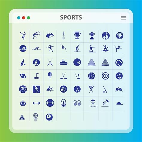 Sports Icon Set Fitness and Athletic Vector Symbols | Premiumベクトル素材