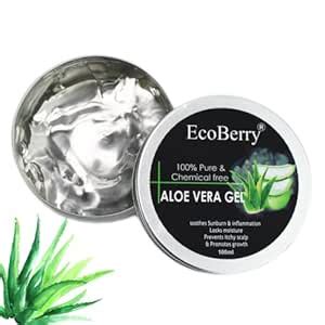 EcoBerry Pure & Chemical Free Aloe Vera Gel, Soothes Skin, Sun burn ...