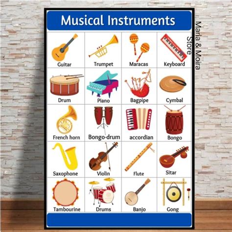 Laminated Musical Instruments Chart | A4 Size Educational Wall Chart ...
