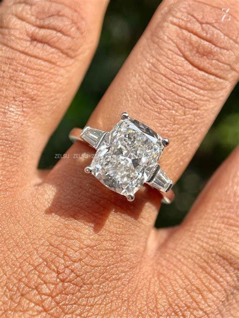 Buy 2.0 CT Elongated Cushion Cut Moissanite Stone Engagement Ring 18K ...