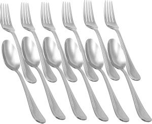 Expressionss Stainless Steel with Pearled Edge Dessert, Table, Dinner ...