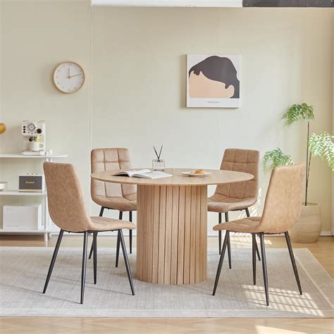 Amazon.com - Round Dining Table, Mid-Century Modern Kitchen Table with ...
