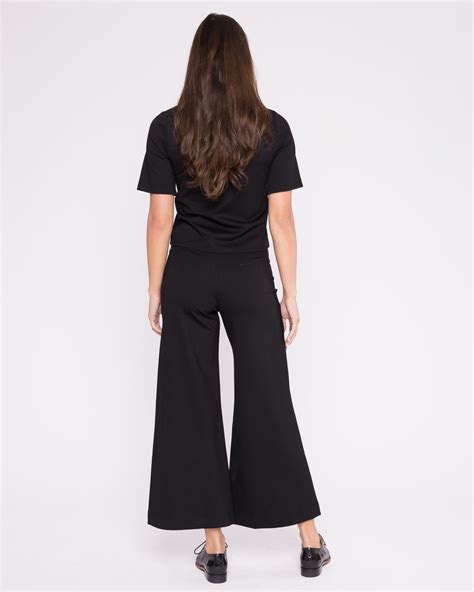 Black Ponte Knit Wide Leg Pant: Cropped | Ripley Rader