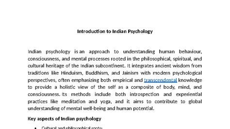 Module 5: Notes on Indian Psychology and Consciousness (IKS) - Studocu