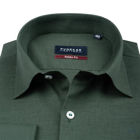Forest Green Color Solid Cotton Linen Shirt For Men – Punekar Cotton