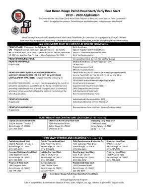LA Head Start Application - City of Baton Rouge 2019-2026 - Fill and ...