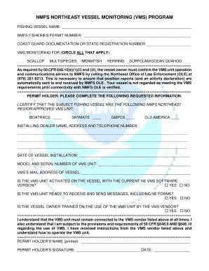 Fillable Online nero noaa VMS Certification Form - Northeast Regional ...