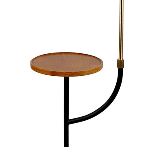 Crosby St. Gold Metal Wooden Shelf Floor Lamp with Shade, 59"